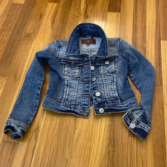 7 For All Mankind Girls Blue Jean Jacket Size 6 - Picture 1 of 6